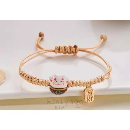 Maneki neko zsínoros karkötő barna