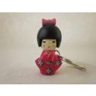 Kokeshi baba kulcstartó - piros