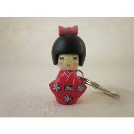 Kokeshi baba kulcstartó - piros