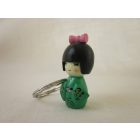 Kokeshi baba kulcstartó - zöld