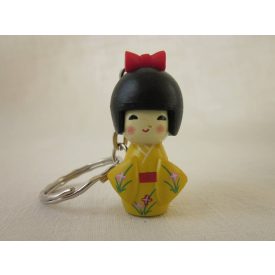 Kokeshi baba kulcstartó - sárga