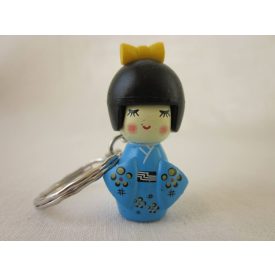 Kokeshi baba kulcstartó - kék