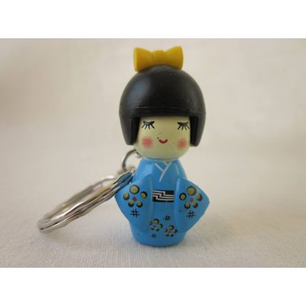 Kokeshi baba kulcstartó - kék