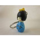 Kokeshi baba kulcstartó - kék