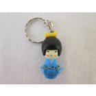 Kokeshi baba kulcstartó - kék