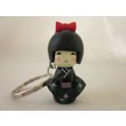 Kokeshi baba kulcstartó - fekete