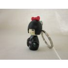 Kokeshi baba kulcstartó - fekete