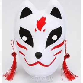 Kitsune maszk, fekete-fehér-piros