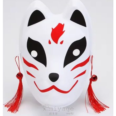 Kitsune maszk, fekete-fehér-piros