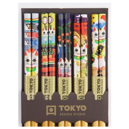 Evöpálcika szett- Maneki neko mintákkal