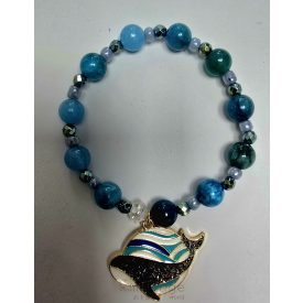 Ásvány karkötő miyuki gyöngyökkel és függővel