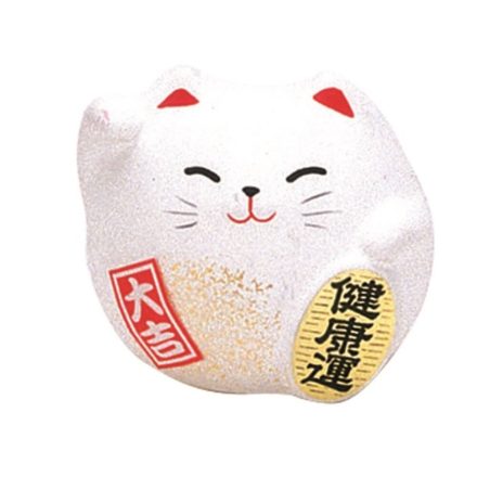 Maneki neko porcelán macska, fehér 