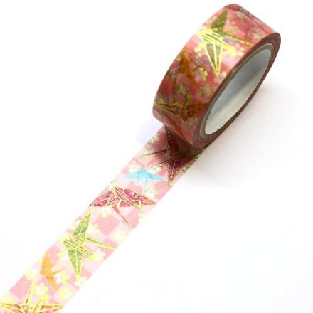 Japán Washi-Tape, washi ragasztó szalag kimono mintával origami daru