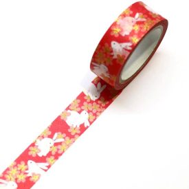   Japán Washi-Tape, washi ragasztó szalag kimono mintával- Nyuszi