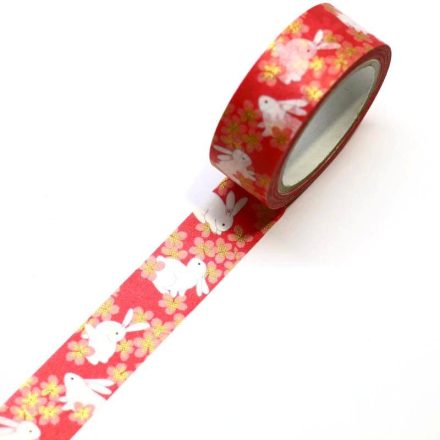 Japán Washi-Tape, washi ragasztó szalag kimono mintával- Nyuszi