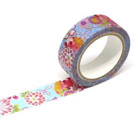  Japán Washi-Tape, washi ragasztó szalag kék kimono mintával