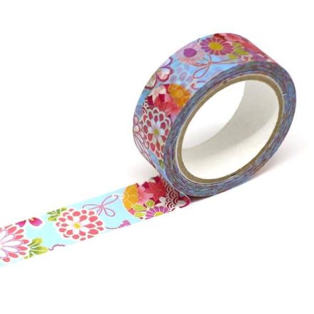 Japán Washi-Tape, washi ragasztó szalag kék kimono mintával