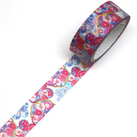 Japán Washi-Tape, washi ragasztó szalag kimono mintával kék hana