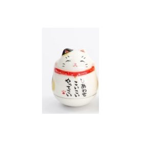 Maneki neko cica 4,5 cm fekete-fehér