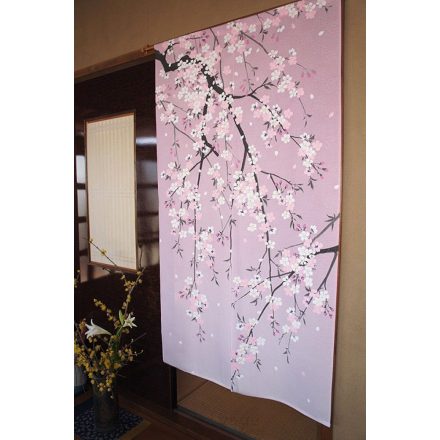 Noren- Sakura virágokkal  japán lakás dekoráció