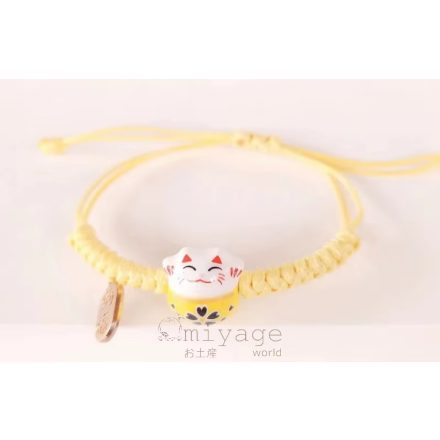 Maneki neko zsinóros karkotő sárga