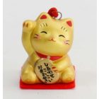 Maneki neko cica 3,5 cm -  arany csengettyű