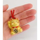 Maneki neko cica 3,5 cm -  arany csengettyű