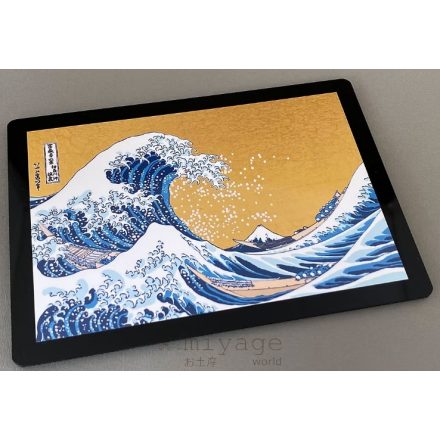 Hakusai nagy hullám díszkép/ egérpad arany díszítéssel
